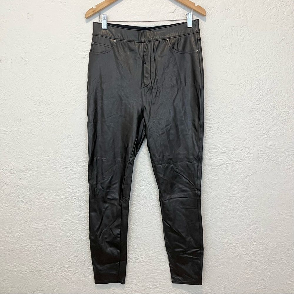 Spanx Faux Like Leather Skinny Pants Large L Black Brown - Picture 3 of 9